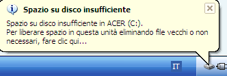 spazio su disco insufficiente