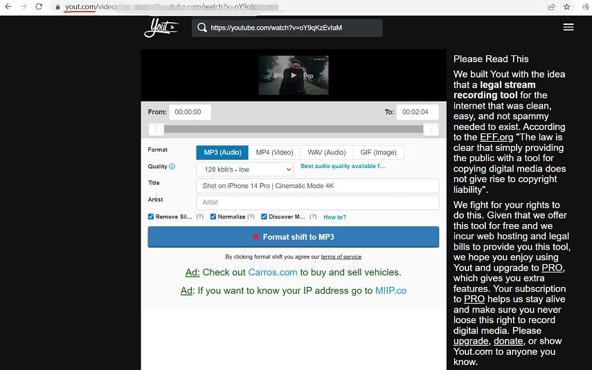 ube aus youtube url zum herunterladen löschen