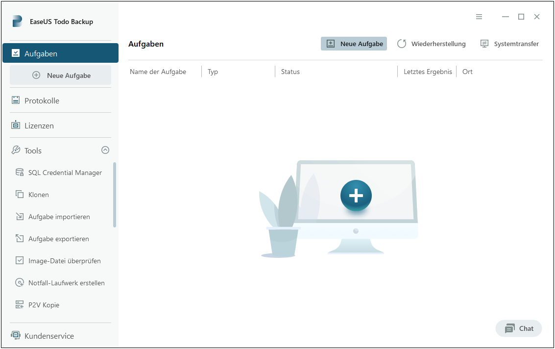 Windows Server Festplatte sichern - Neue Aufgabe erstellen