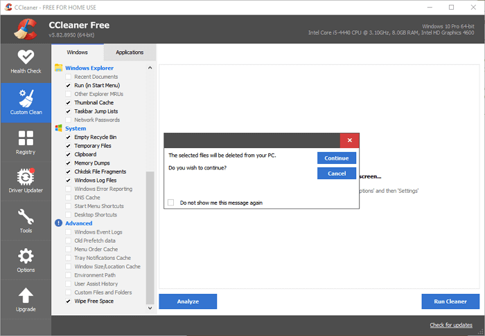 Festplatte mit CCleaner löschen
