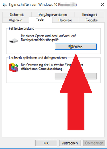 Festplattenfehler überprüfen