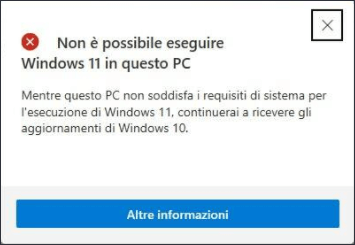 non è possibile eseguire windows 11 in questo pc