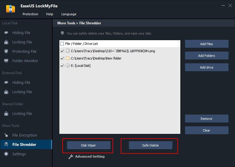 Zum Löschen eines Ordners mit EaseUS LockMyFile erzwingen