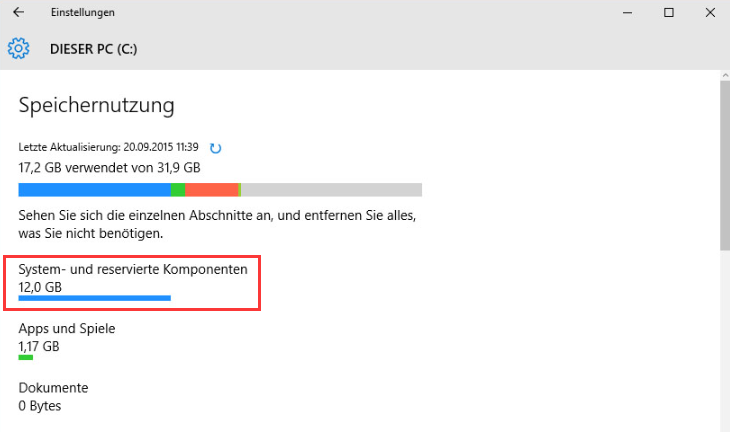 Windows System- & reservierte Komponenten