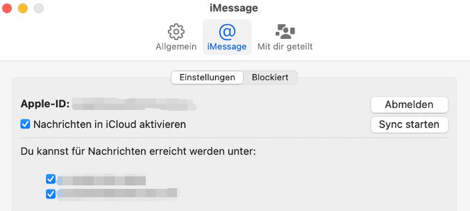 Abmelden von iMessage auf dem MacBook Air