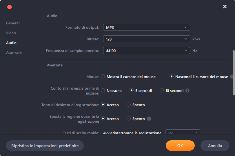 ferma la registrazione