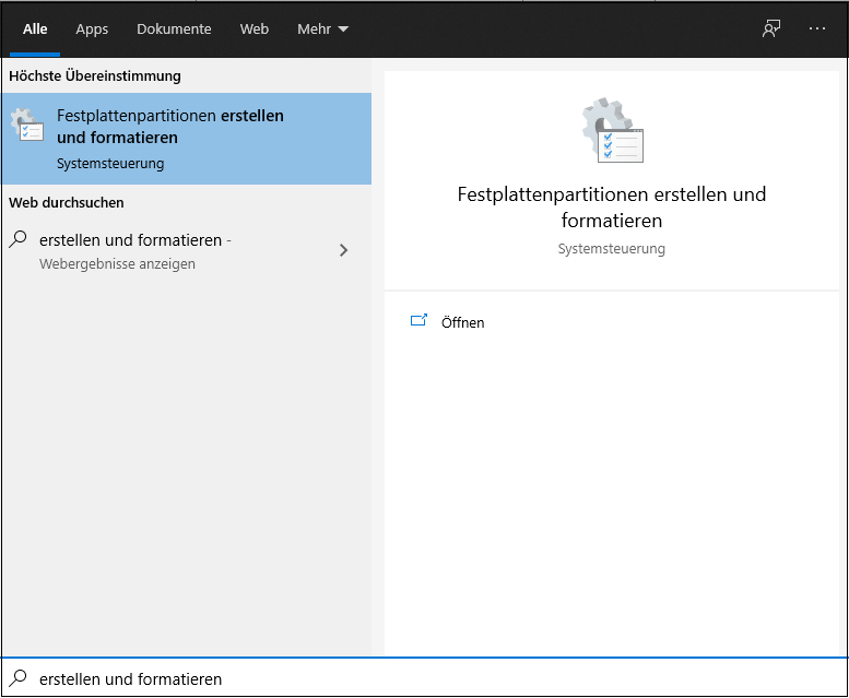 Festplattepartitionen erstellen und formatieren