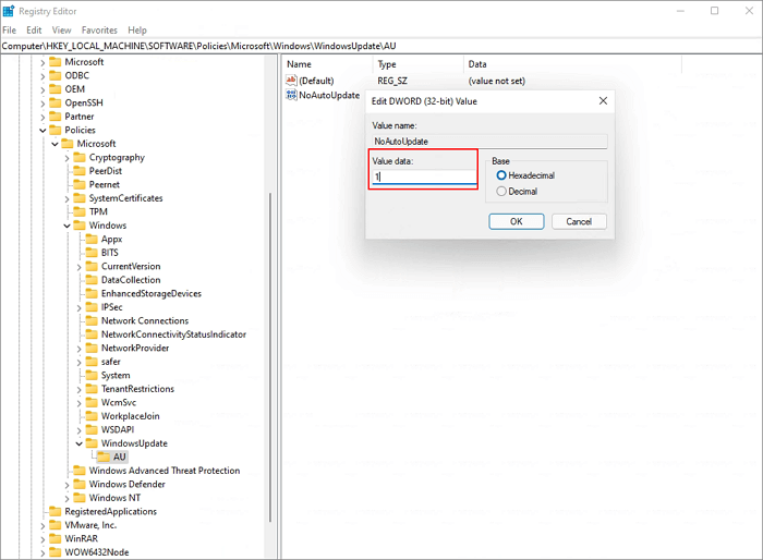 Deaktivieren Sie das Windows 11-Update mit regdit - 2