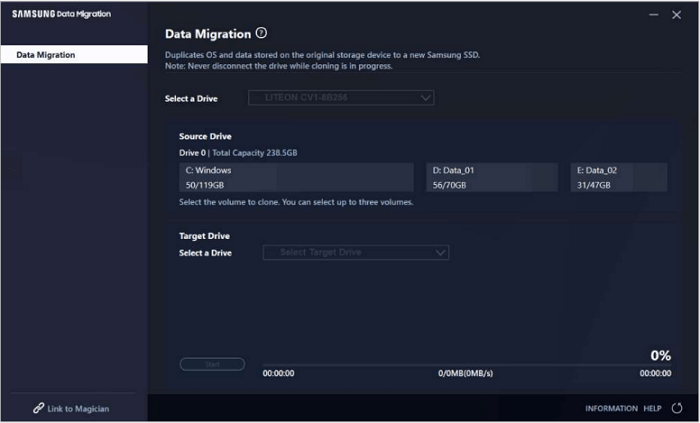 Collegati al computer e avvia Samsung Data Migration