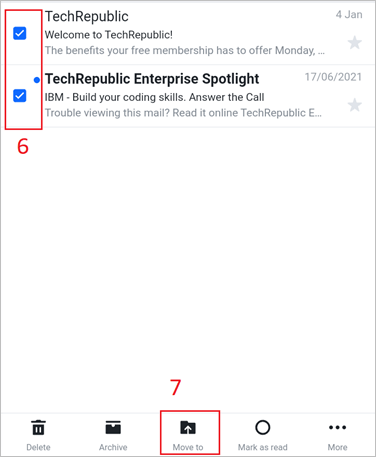spostare email