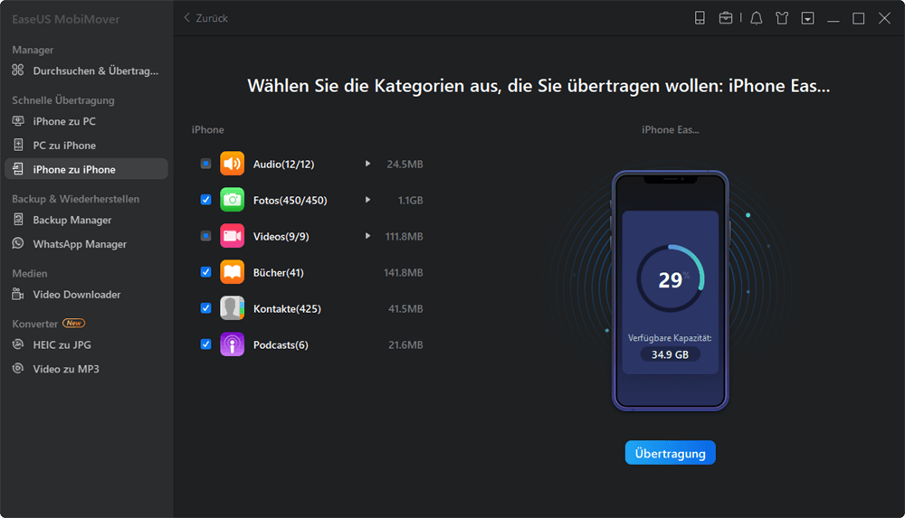 Daten auf einem iPhone auswählen.