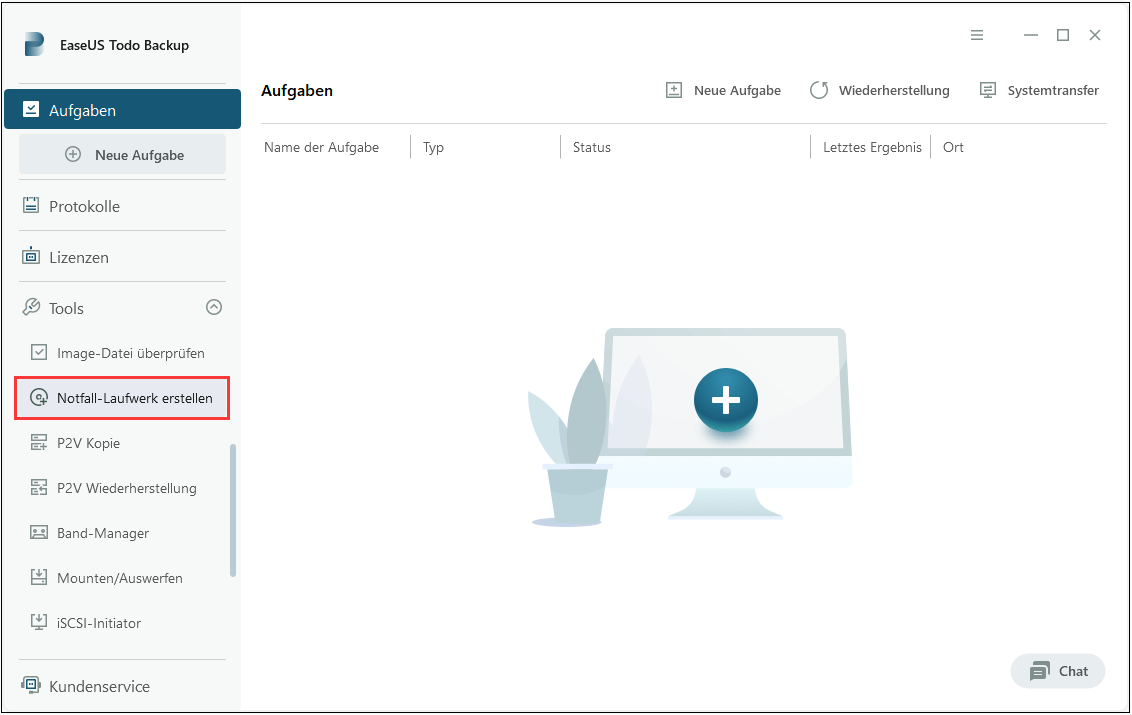 Notfall-Laufwerk erstellen mit EaseUS Todo Backup