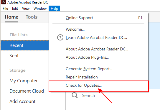 Adobe Acroba aktualisieren, um beschädigte PDF-Dateien zu reparieren