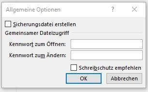 Excel Sicherungsdatei erstellen