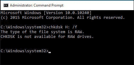 il tipo di file system è RAW