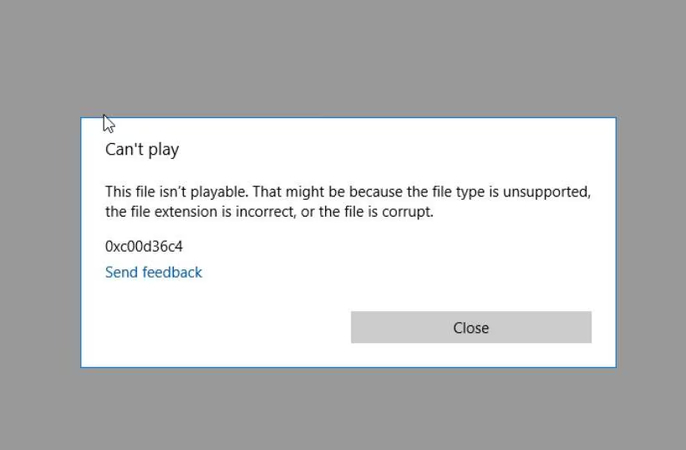 Fehlercode 0xc00d36c4