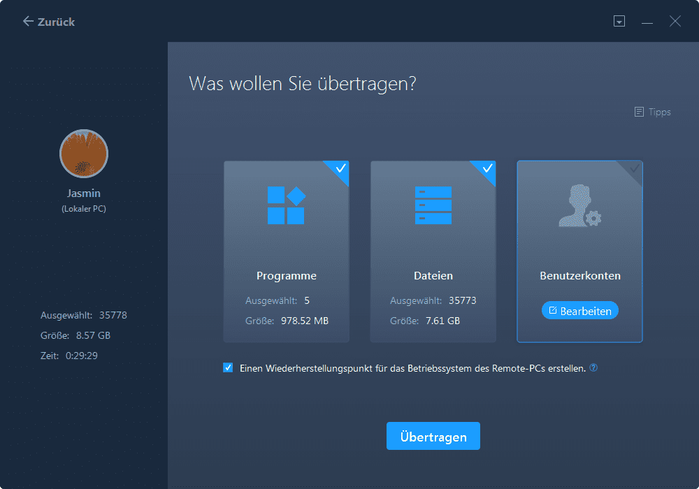 Benutzerkonto von einem PC auf den anderen übertragen - Schritt 3