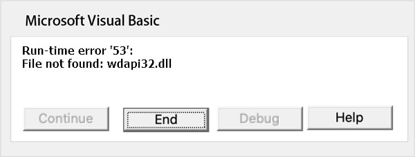 Word Runtime errore 53