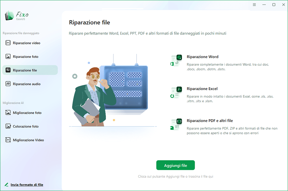 aggiungere file per riparare i documenti con Fixo