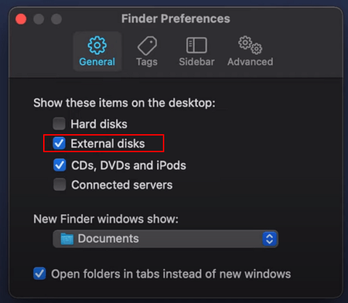 sd-karte auf dem mac anzeigen durch einschalten der finder-einstellung