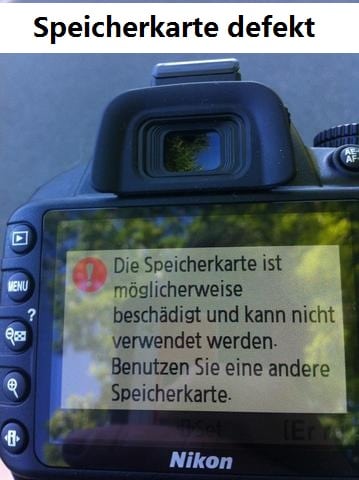 die Speicherkarte ist möglicherweise beschädigt und kann nicht verwendet werden