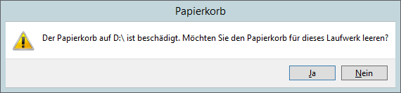 Papierkorb beschädigt