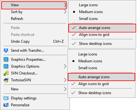 Disponi automaticamente le icone del desktop.