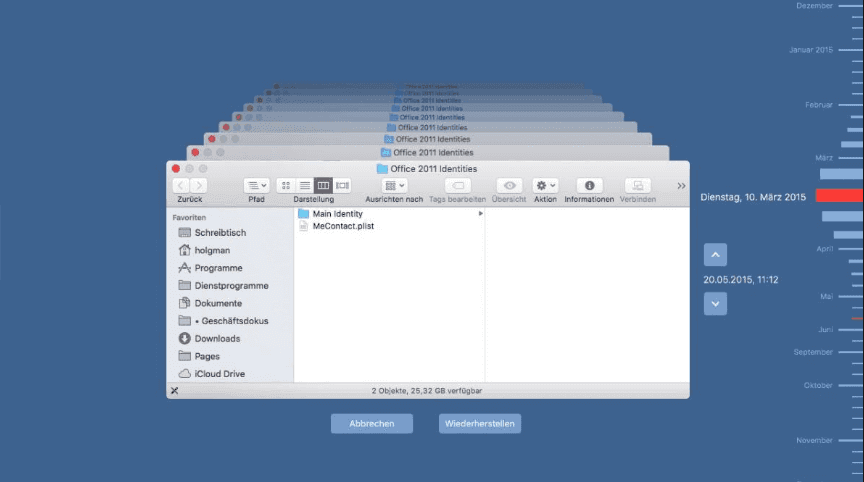 Verlorenen Daten aus Time Machine Backups wiederherstellen