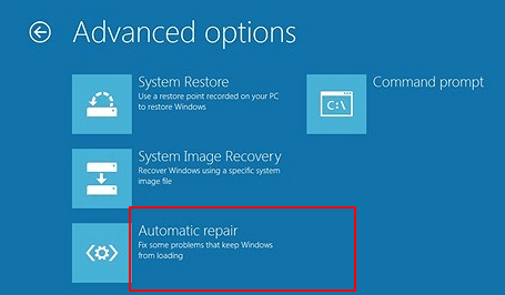 Utilizzare l'opzione di riparazione automatica per correggere l'errore di avvio UEFI.