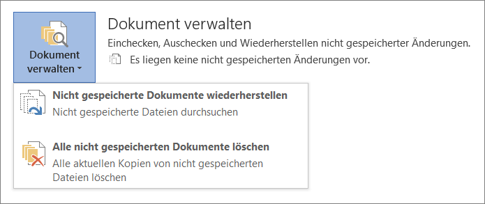 Verwalten von Dokumenten in Office 2016