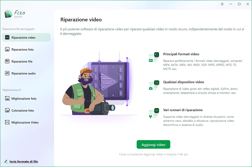 aggiungere video per riparare i video con Fixo