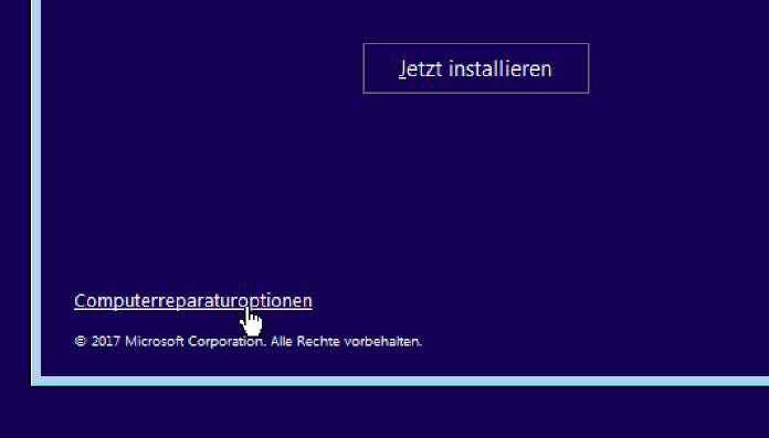 Suchen Sie die Option Computer reparieren