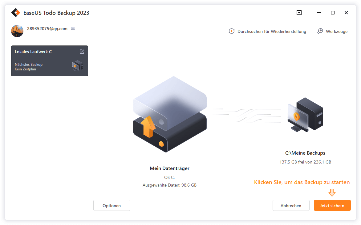 Zeitplan für die Sicherung einstellen