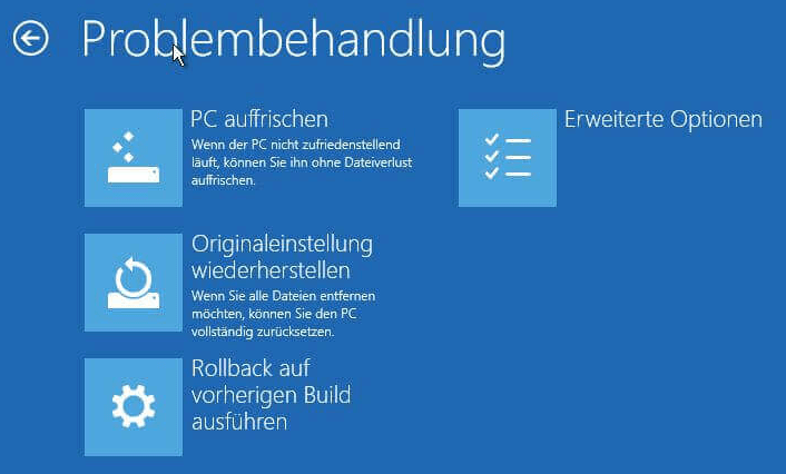 Diesen PC zurücksetzen wählen