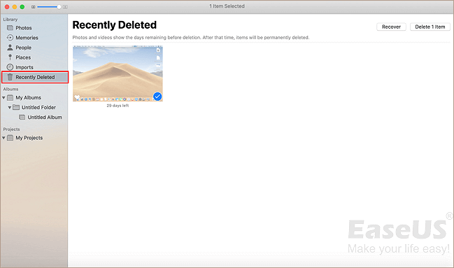 recuperare le foto cancellate dal mac con l'app Foto passaggio 1