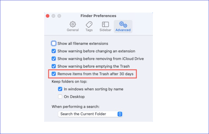 Papierkorb auf dem Mac automatisch leeren