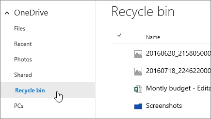 Onedrive-Papierkorb