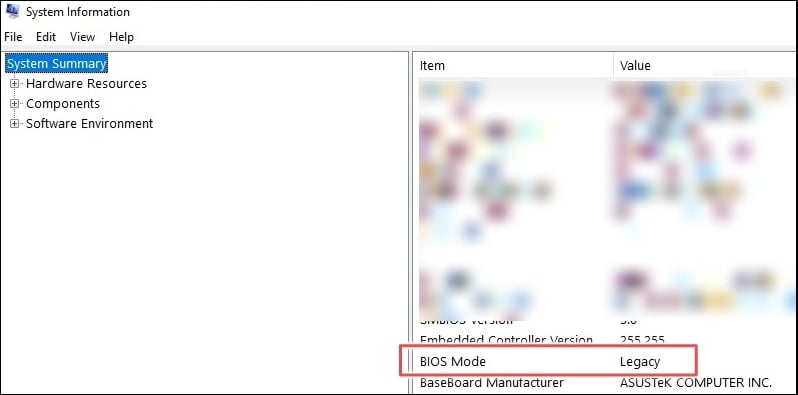 Bootmodus in den Systeminformationen prüfen