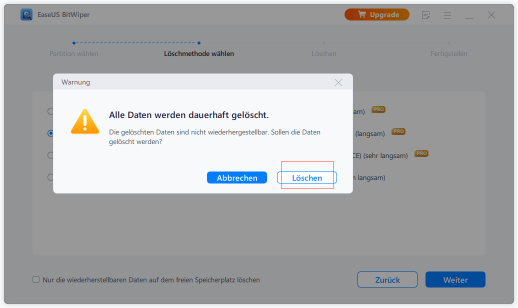 Auf Löschen klicken