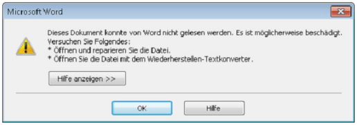 Wort nicht lesen können