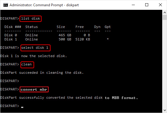 GPT-Schutzpartition durch Windows Eingabeaufforderung löschen