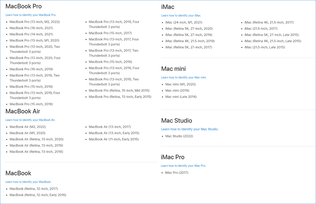 Verifica se il tuo Mac è compatibile con macOS Monterey