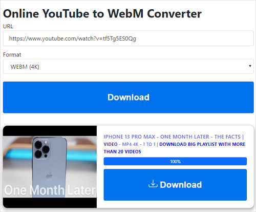 Come scaricare YouTube in WebM online