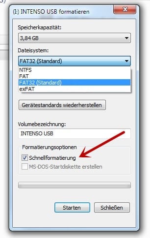 USB-Stick mit Windows File Explorer formatieren