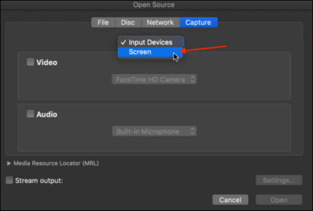 cattura lo schermo del dispositivo vlc