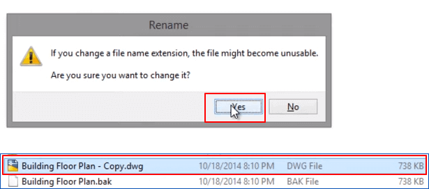 Rinomina il file BAK in file DWG e ripristina il file CAD perso.