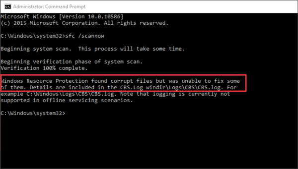 Windows Resource Protection ha rilevato file corrotti ma non è stato in grado di risolverne alcuni