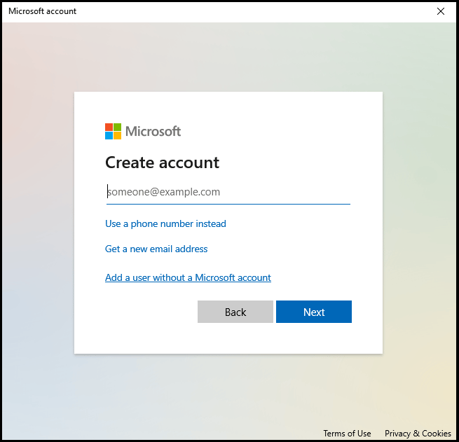 Benutzer ohne Microsoft-Konto hinzufügen
