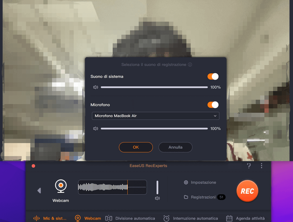Seleziona la sorgente audio