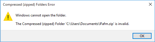Errore file zip non valido